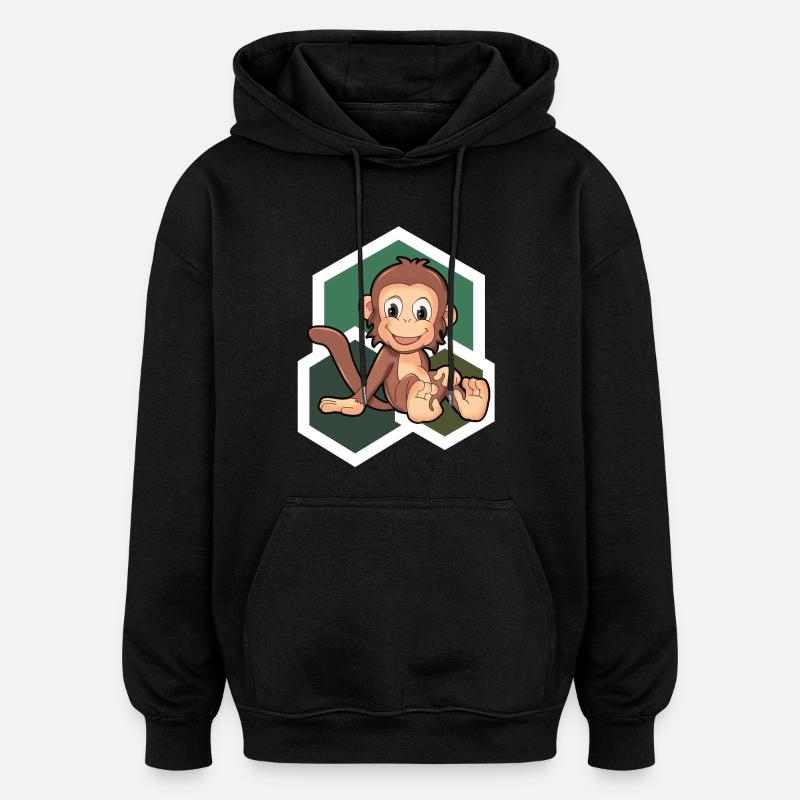 Cute Monkey - Oversized Unisex Hoodie - black