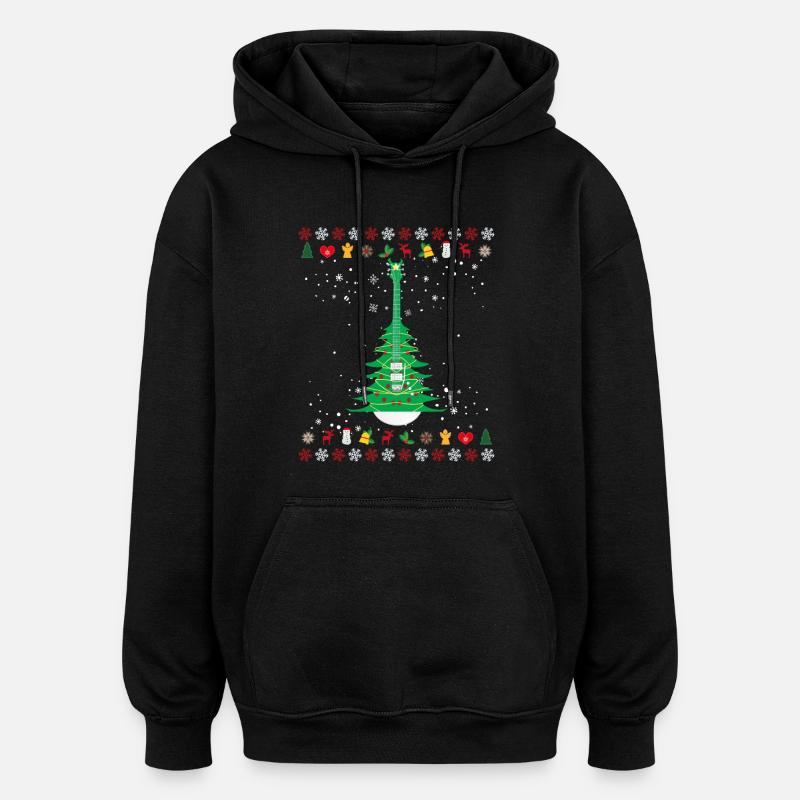 Arbre de Noël guitare - Sweat à capuche oversize unisexe - noir