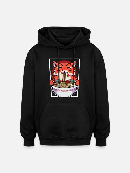 Kawaii Panda Ramen Bowl - Oversized Unisex Hoodie - Schwarz