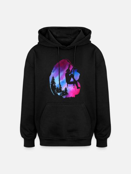 Aventure en tyrolienne grimpeuse - Sweat à capuche oversize unisexe - noir
