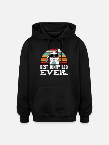 Meilleur papa lapin de tous les temps rétro - Sweat à capuche oversize unisexe - noir
