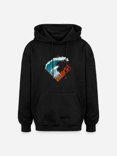 Surf wave surfer surfers - Oversized Unisex Hoodie - black