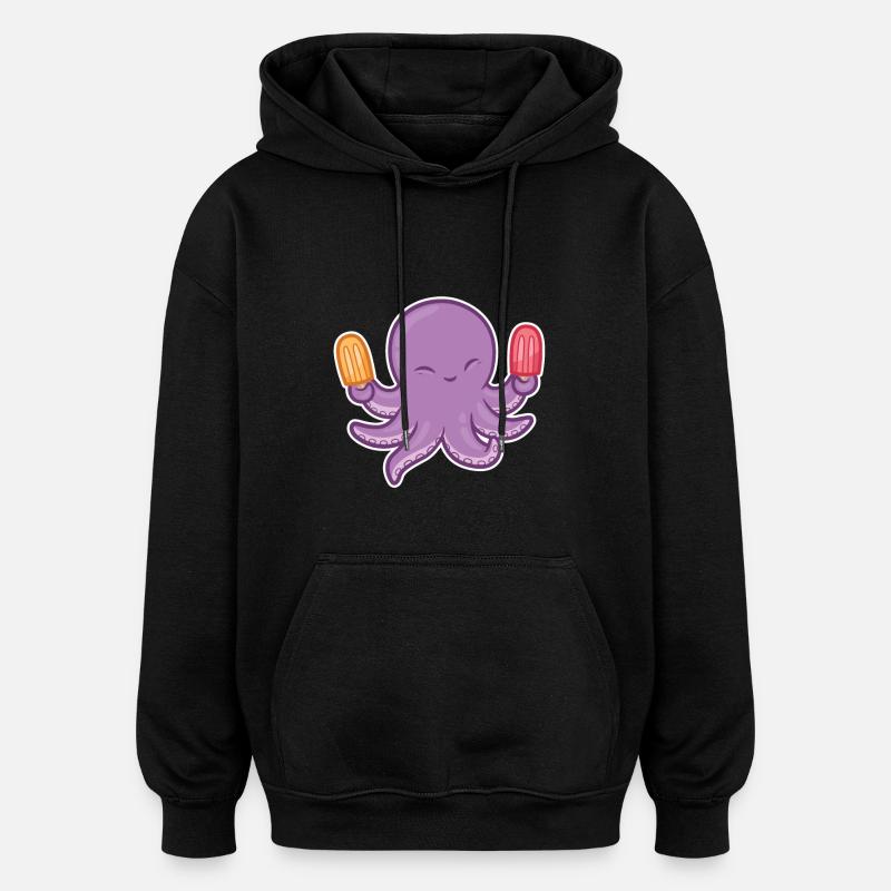 Eis Oktopus - Oversized Unisex Hoodie - Schwarz