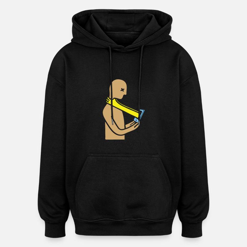 Tête de smartphone bâillonnement - Sweat à capuche oversize unisexe - noir