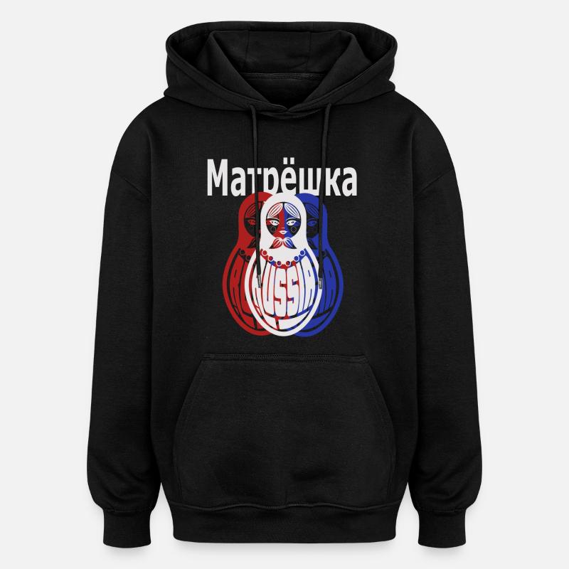Matryoshka, russe - Sweat à capuche oversize unisexe - noir