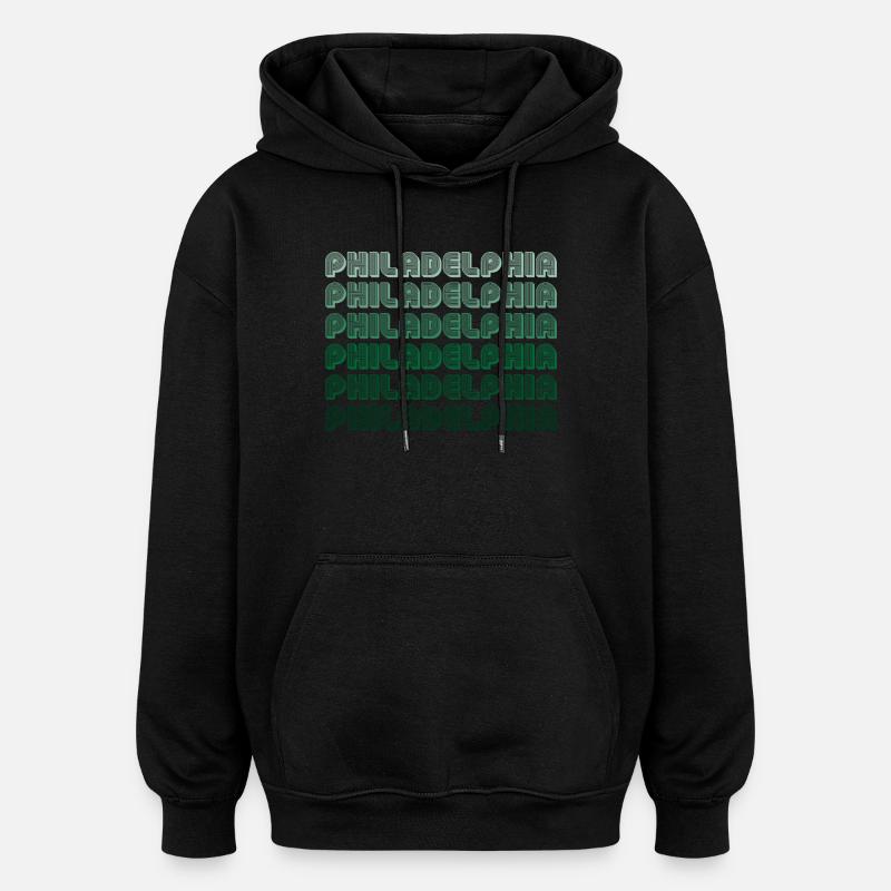 Philadelphia Typografie Gradient - Oversized Unisex Hoodie - Schwarz