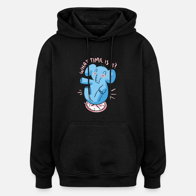 Elephant Clock - Oversized Unisex Hoodie - black