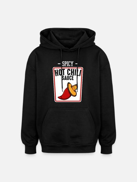 Illustration de sauce pimentée épicée - Sweat à capuche oversize unisexe - noir