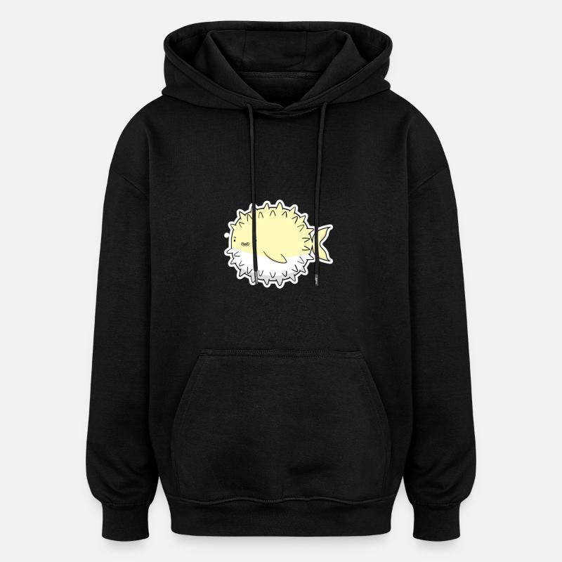Pufferfisch - Oversized Unisex Hoodie - Schwarz