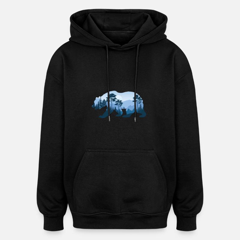 Bären Design - Oversized Unisex Hoodie - Schwarz