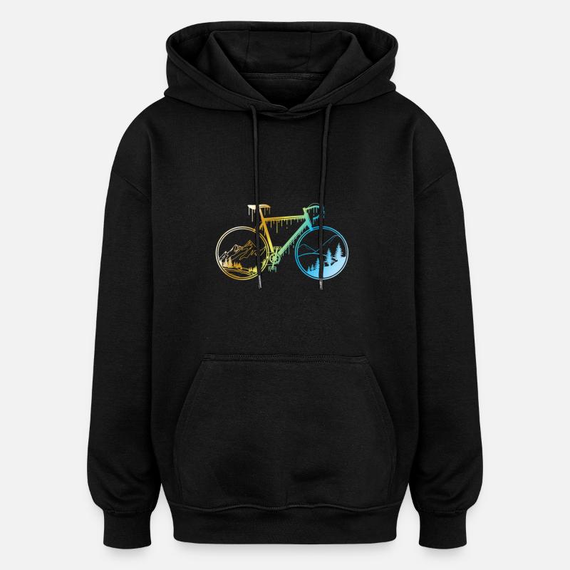 Conception de vélo de gravier - Sweat à capuche oversize unisexe - noir