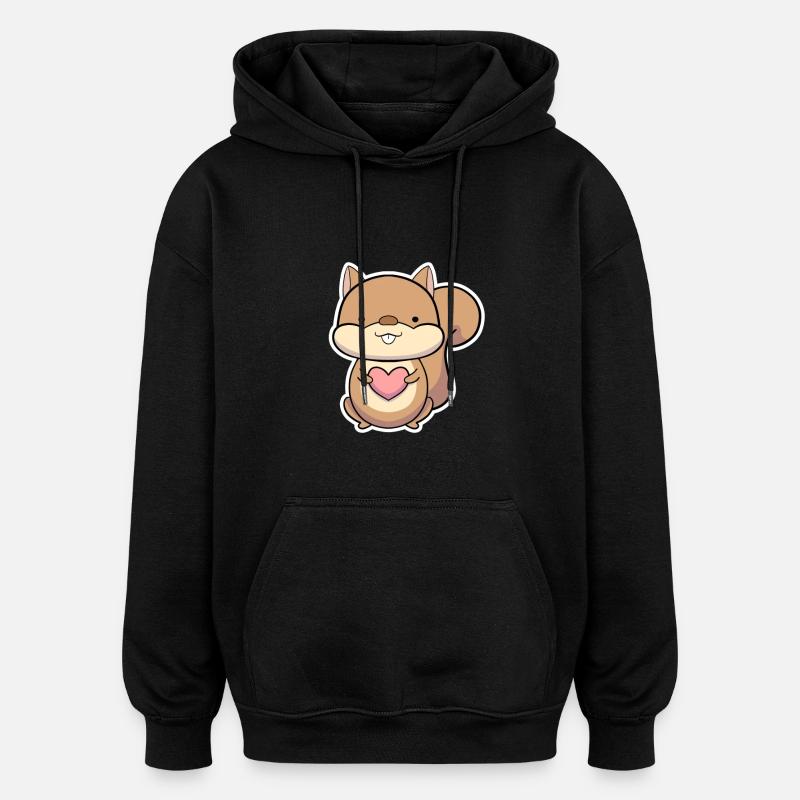 squirrel - Oversized Unisex Hoodie - black