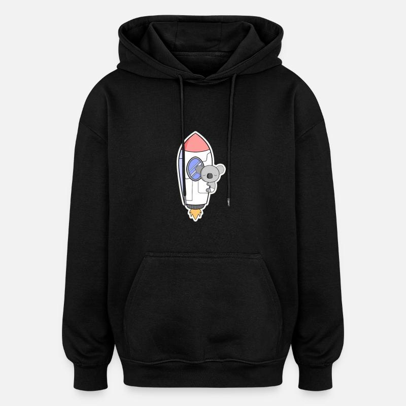 Fusée Koala en orbite - Sweat à capuche oversize unisexe - noir