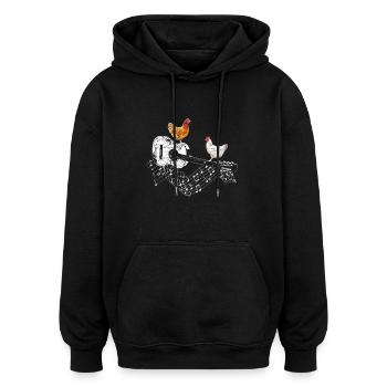 Hühnerhalter Gitarre Musiker Geschenk - Oversized Unisex Hoodie - Schwarz - Vorne - Noah (186cm)
