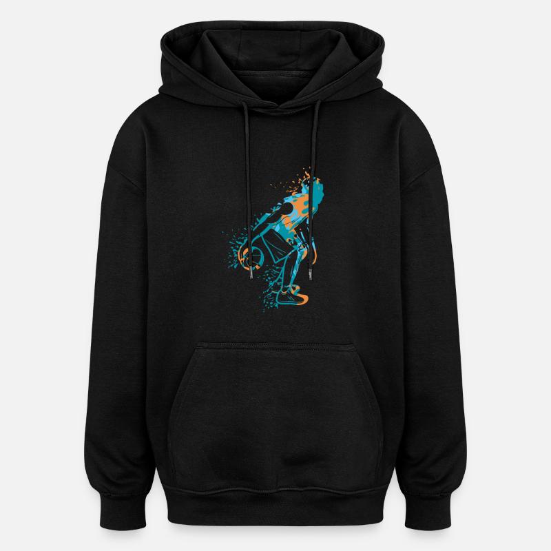 Éclaboussure de basket- - Sweat à capuche oversize unisexe - noir