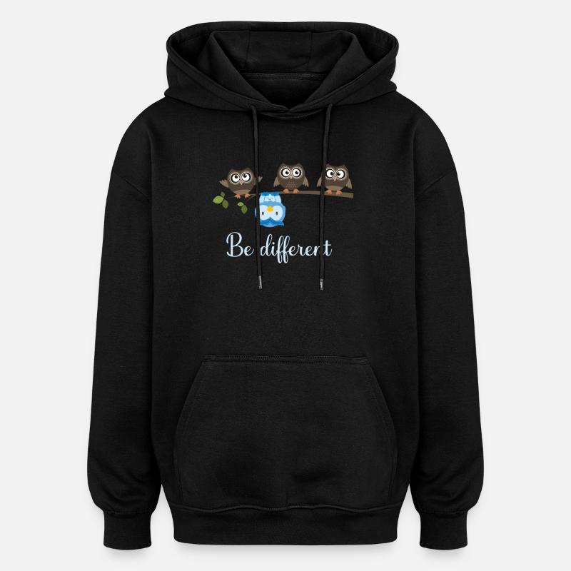 Be Different Eule - Oversized Unisex Hoodie - Schwarz