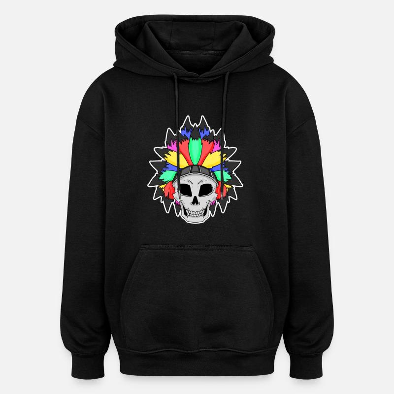 Rainbow skull LGBT - Oversized Unisex Hoodie - black