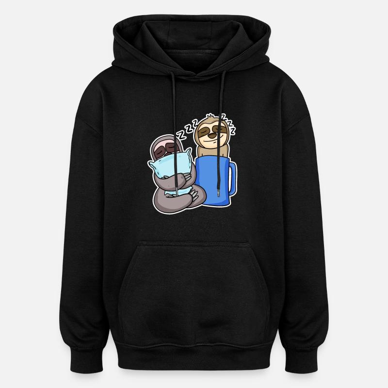 Faultiere - Oversized Unisex Hoodie - Schwarz