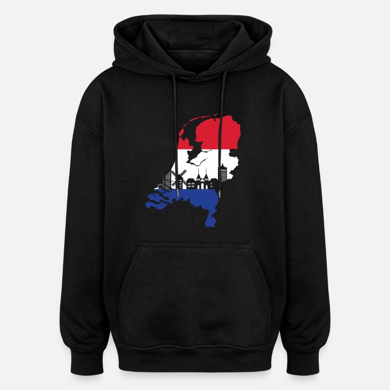 Drapeau Hollande - Sweat à capuche oversize unisexe - noir