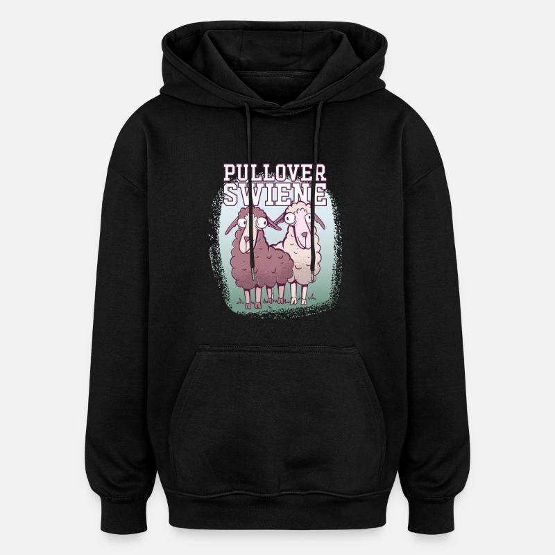 Pulloverswiene Plattdeutsch Ostfriesisch Moutons - Sweat à capuche oversize unisexe - noir