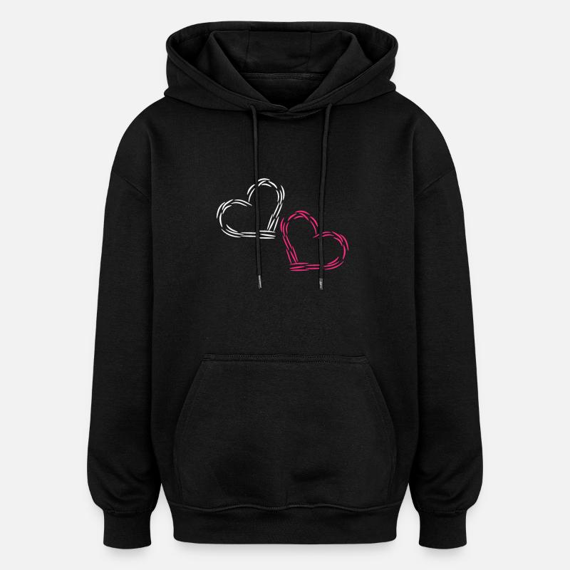 Cœur de cœur - Sweat à capuche oversize unisexe - noir