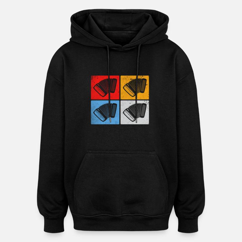 Accordéon retro - Sweat à capuche oversize unisexe - noir