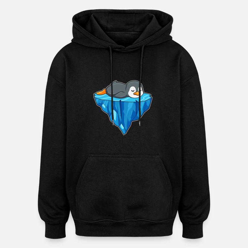 Pingouin sur la banquise - Sweat à capuche oversize unisexe - noir