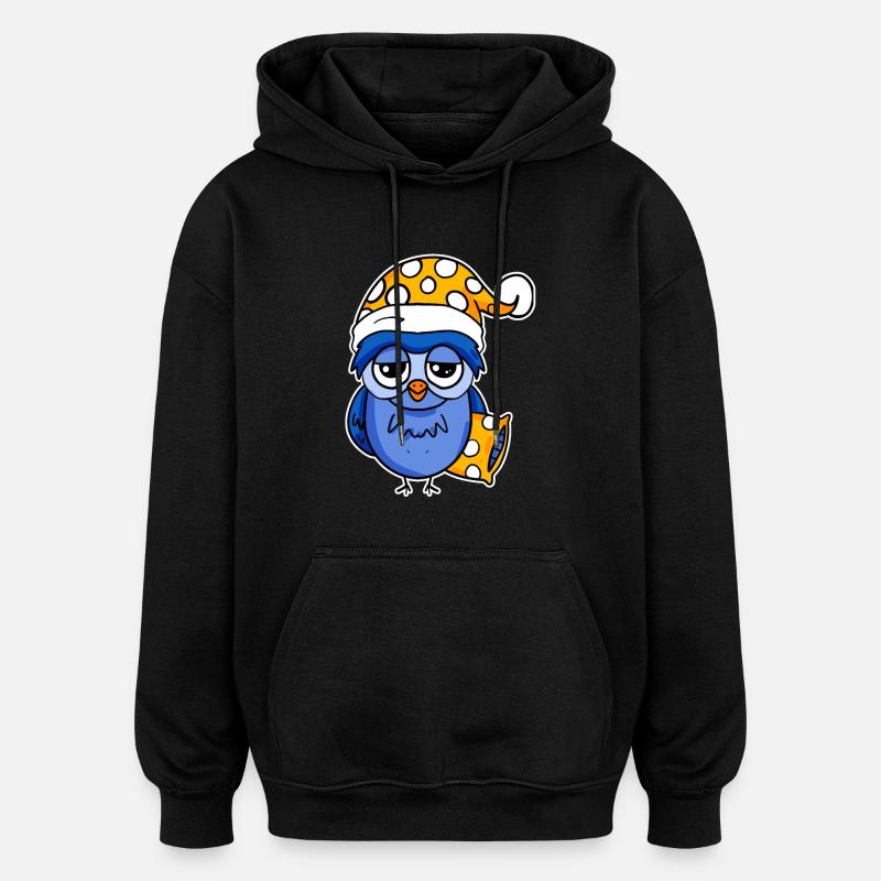 Le lève-tôt Hibou Dormir - Sweat à capuche oversize unisexe - noir
