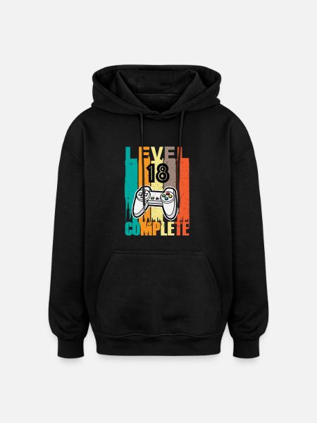 Level 18 Complete Controller 18th Birthday - Oversized Unisex Hoodie - black