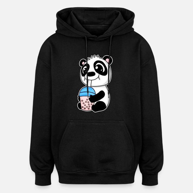 Bubble Tea Panda - Sweat à capuche oversize unisexe - noir