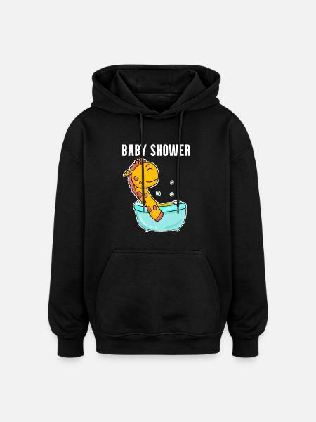 Baby Shower Giraffe Bathtub - Oversized Unisex Hoodie - black