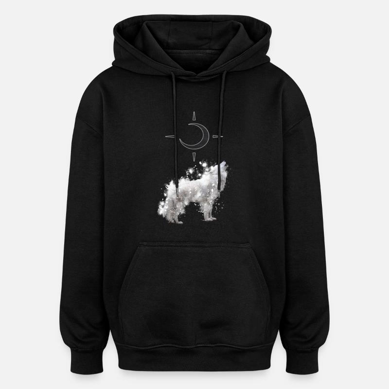 Wolf's Kunst mit Halbmond - Oversized Unisex Hoodie - Schwarz