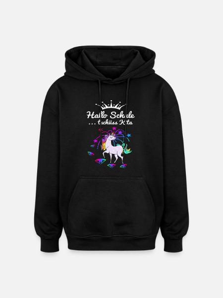 Einhorn Einschulung - Oversized Unisex Hoodie - Schwarz