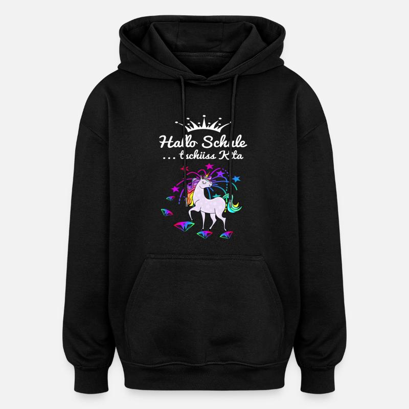 Einhorn Einschulung - Oversized Unisex Hoodie - Schwarz