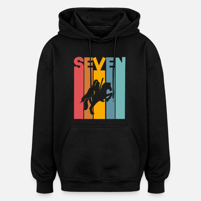 7 ans chevalier anniversaire d’enfant - Sweat à capuche oversize unisexe - noir