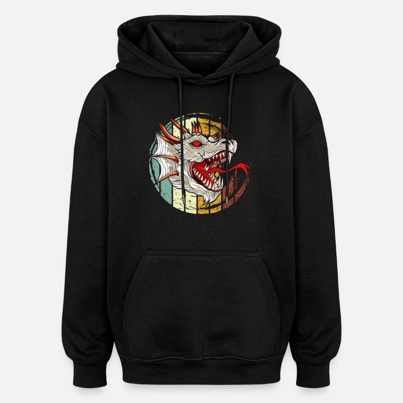 Dragon, Dragon, Dragon asiatique - Sweat à capuche oversize unisexe - noir