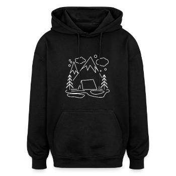 Berg Berge Wandern - Oversized Unisex Hoodie - Schwarz - Vorne - Noah (186cm)