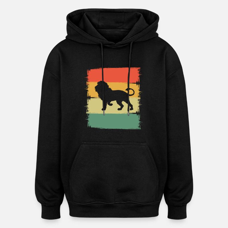 Lion - Sweat à capuche oversize unisexe - noir