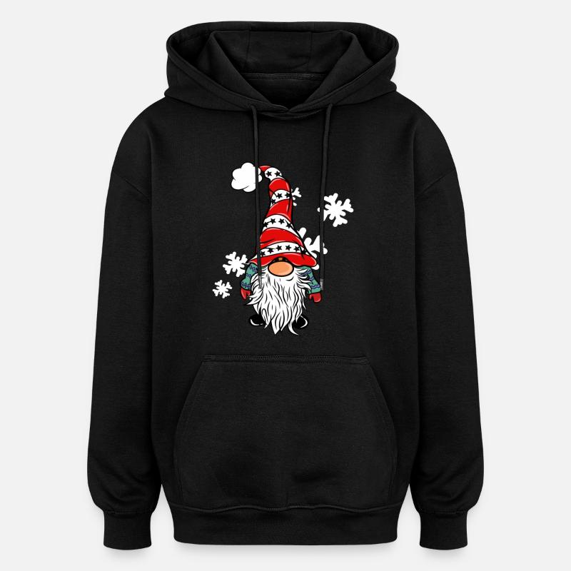 Weihnachts Wichtel mit Schneeflocken - Oversized Unisex Hoodie - Schwarz