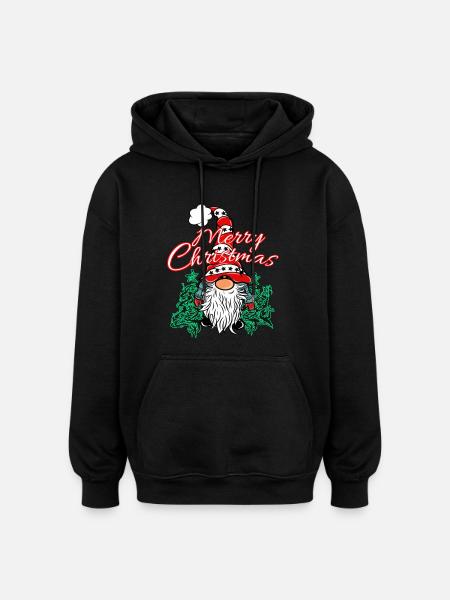 Gnome de Noël Gnom - Sweat à capuche oversize unisexe - noir