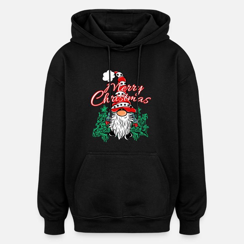 Gnome de Noël Gnom - Sweat à capuche oversize unisexe - noir