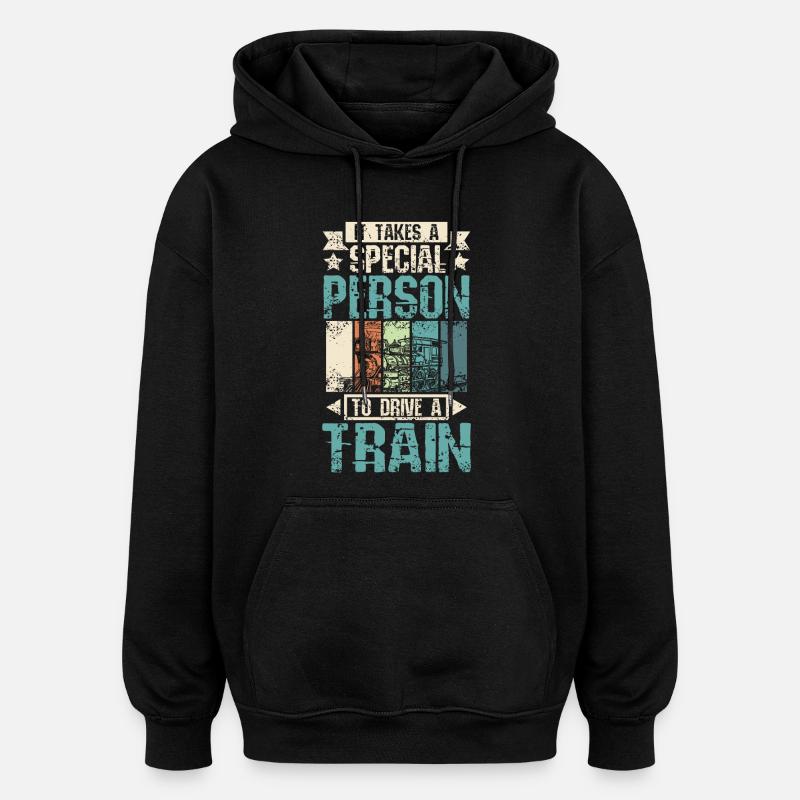 Conducteur de train cool - Sweat à capuche oversize unisexe - noir