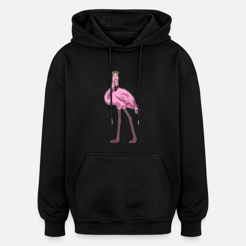 Flamant rose avec couronne - Sweat à capuche oversize unisexe - noir