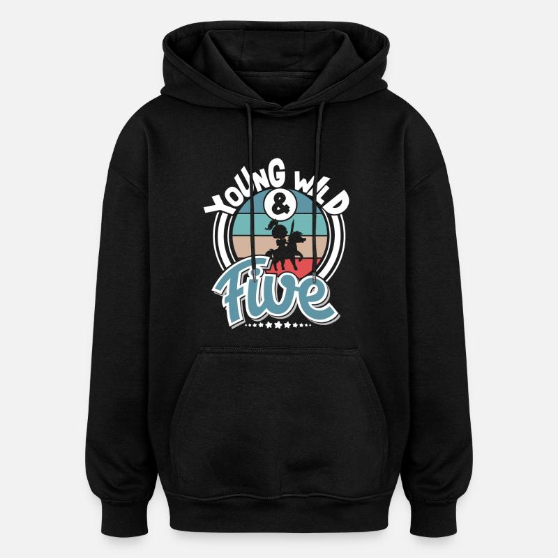 5 ans Chevalier Enfants - Sweat à capuche oversize unisexe - noir