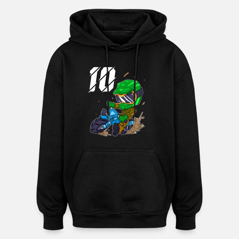 10 ans Motocross 10ème anniversaire - Sweat à capuche oversize unisexe - noir