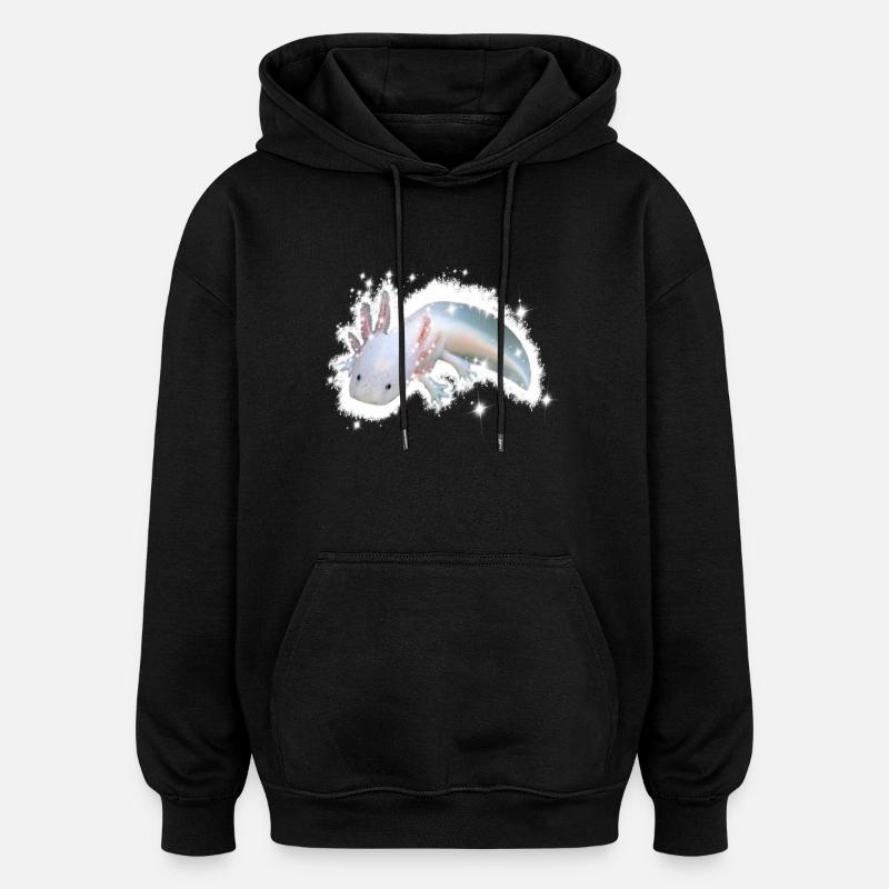 axolotl blanc - Sweat à capuche oversize unisexe - noir
