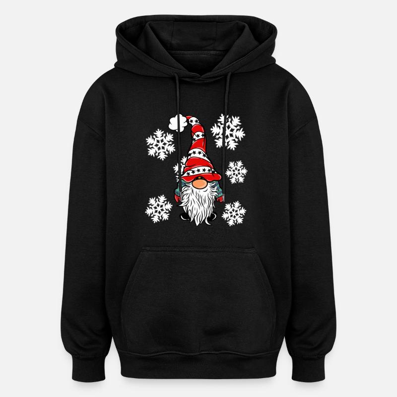 Wichtel mit Schneeflocken - Oversized Unisex Hoodie - Schwarz