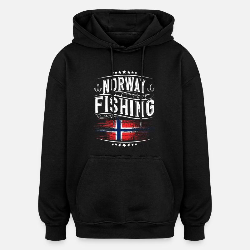 Norwegen Angeln Angler - Oversized Unisex Hoodie - Schwarz