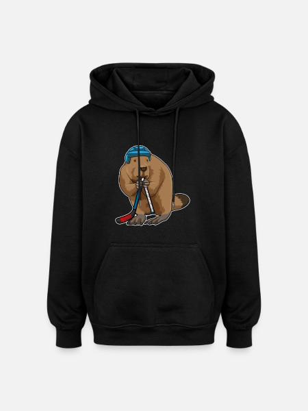 Biber Eishockey Eishockeyschläger - Oversized Unisex Hoodie - black