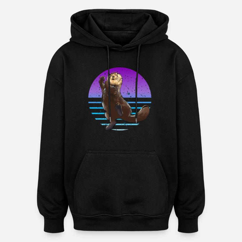 Loutre Rétro - Sweat à capuche oversize unisexe - noir